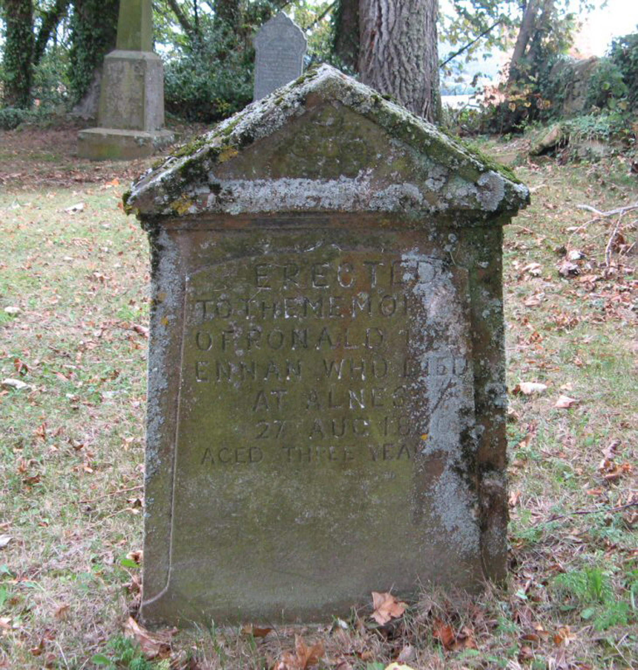 Photo of headstones/Ronald McLenna died 1880 MI Nonikiln, Rosskeen